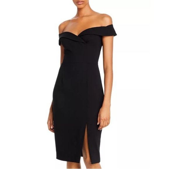 Black Halo Dresses & Skirts - BLACK HALO HEPBURN BLACK OFF SHOULDER SHEATH DRESS 12 NWT